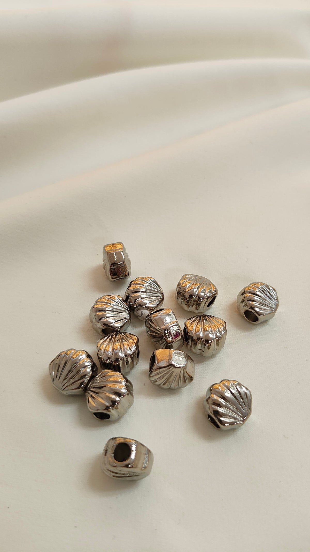 Tapa nudo plateado seashell (docena)
