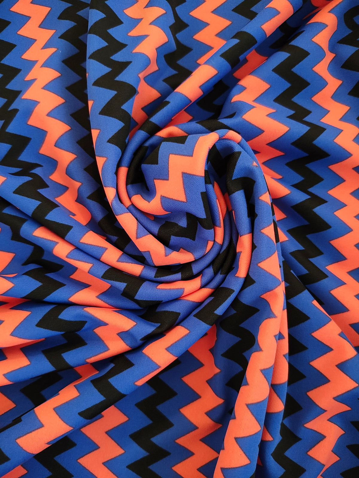Orange, Blue, Black zig zag
