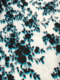 Jersey estampado floral azul, negro y blanco