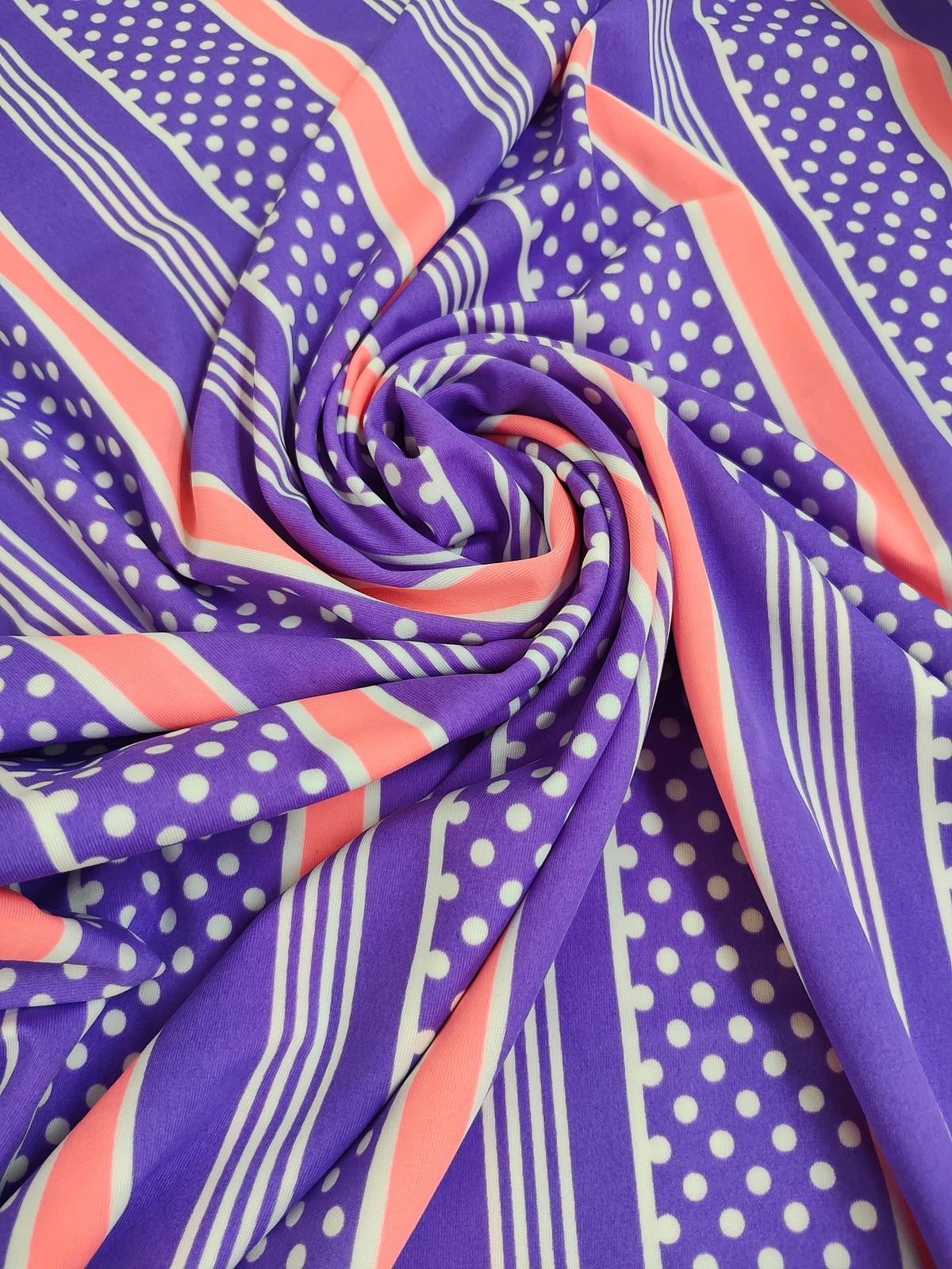 Purple stripes and dots